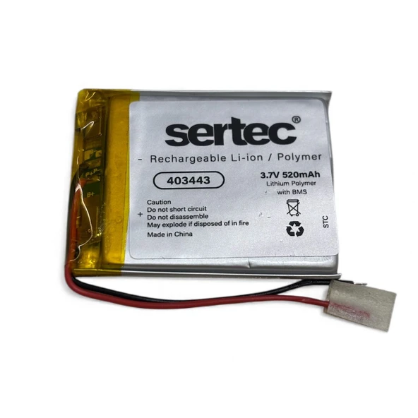Sertec 403443 3.7V 520 MAh Li-Polymer Pil (Devreli/1.5A) ürün görseli 1