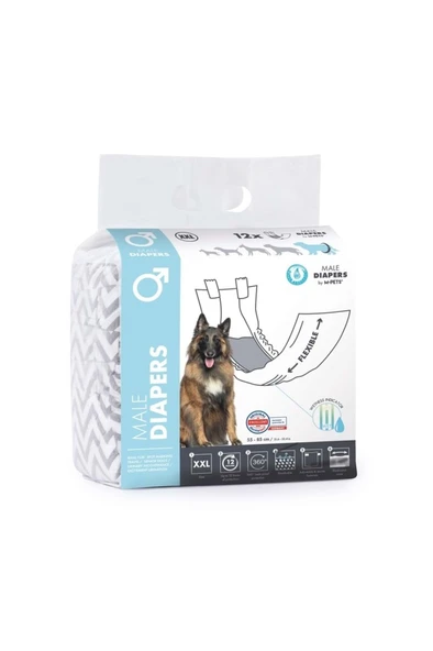 M-PETS DIAPERS ERKEK KÖPEKLER İÇİN KÜLOT (XXL) 12Lİ ürün görseli 1