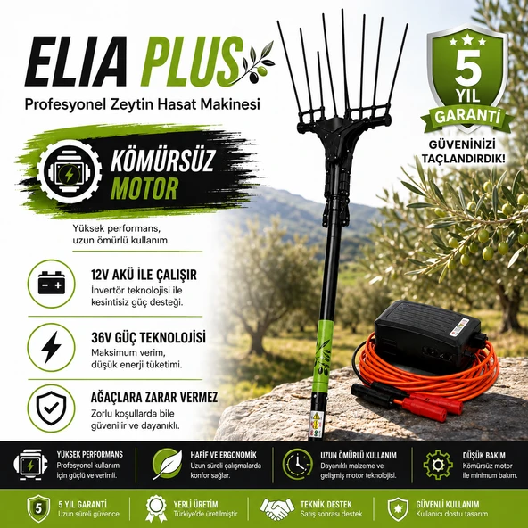 ELIA Plus 36V 1000W Kömürsüz Motor Zeytin Hasat Makinesi ürün görseli 1