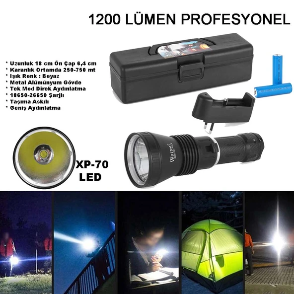 4200 Lümen Profesyonel Şarjlı El Feneri Wt-655 ürün görseli 1