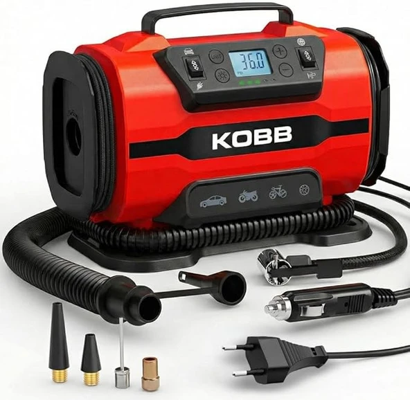 Kobb KB301 12 V Dijital Basınç Göstergeli Araç Kompresörü ürün görseli 1