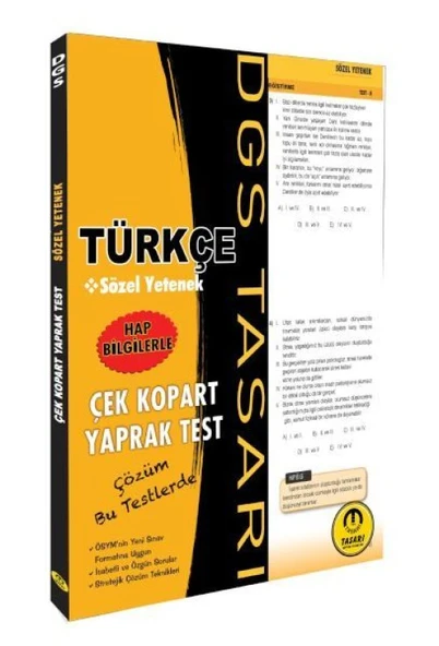 Tasarı DGS Türkçe Sözel Yetenek Yaprak Test Çek Kopart ürün görseli 1