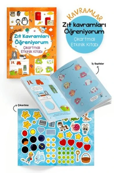 Kavramlar – Zıt Kavramları Öğreniyorum – Çıkartmalı Etkinlik Kitabı - 3 Yaş + ürün görseli 1