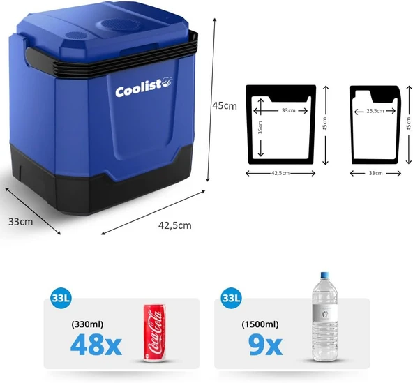 Coolist CLT33 12-220 V 33 lt Termoelektrikli Araç Buzdolabı ürün görseli 1