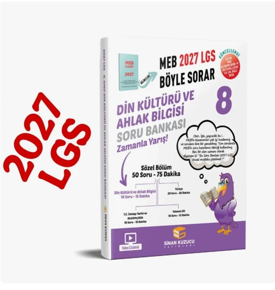 Sinan Kuzucu Yayınları 2027 8. Sınıf Lgs Din Kültürü ve Ahlak Bilgisi Soru Bankası ürün görseli 1