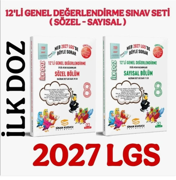 Sinan Kuzucu Yayınları 2027 8. Sınıf Ilk Doz 12'li Sayısal Sözel Genel Değerlendirme Sınavları ürün görseli 1
