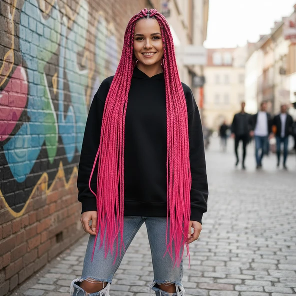 Afrika Örgüsü Ve Rasta İçin Sentetik / Koyu Pembe ürün görseli 1