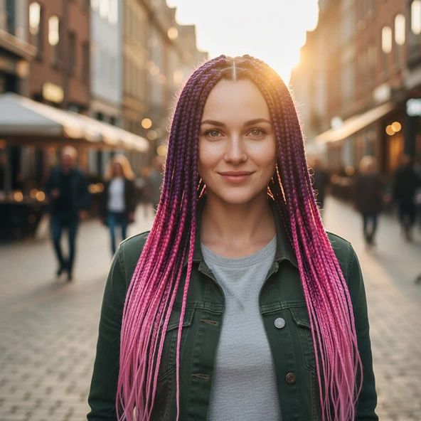 Afrika Örgüsü Ve Rasta İçin Sentetik Ombreli / Koyu Pembe / Pembe / Açık Pembe ürün görseli 1