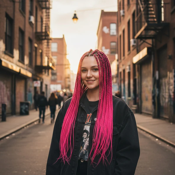 Afrika Örgüsü Ve Rasta İçin Sentetik / Neon Pembe ürün görseli 1