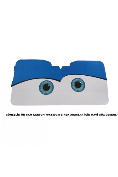 GÜNEŞLİK ÖN CAM KARTON 70X140CM BİNEK ARAÇLAR İÇİN MAVİ GÖZ DESENLİ ürün görseli 1
