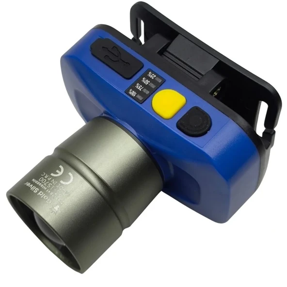 Gold Silver Gs-15700 20w 2000 Lümen Sarı Beyaz Işık Zoomlu Şarj Edilebilir Kafa Feneri ürün görseli 1