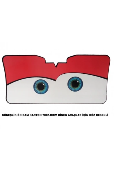 GÜNEŞLİK ÖN CAM KARTON 70X140CM KIRMIZI GÖZ DESENLİ ürün görseli 1