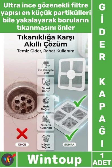 #GiderKapağı Banyo Mutfak Süzgeci Filtre Kapatıcı Pislik Tutucu Kendinden Yapışkanlı Gider Kapağı ürün görseli 1