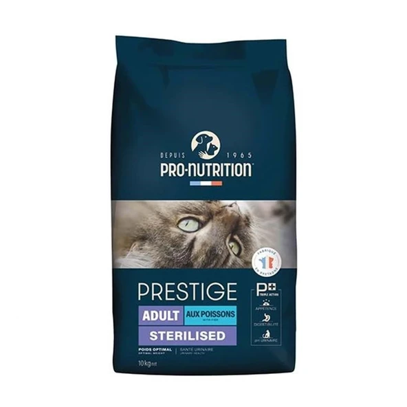 Pro Nutrition Prestige Adult Sterilised Yetişkin Kısırlaştırılmış Somonlu ve Morina Balıklı Kedi Maması 10Kg ürün görseli 1