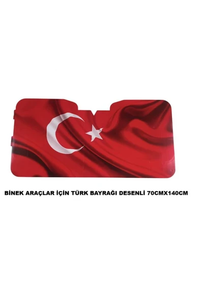 GÜNEŞLİK ÖN CAM KARTON 70X140CM TÜRK BAYRAĞI DESENLİ ürün görseli 1