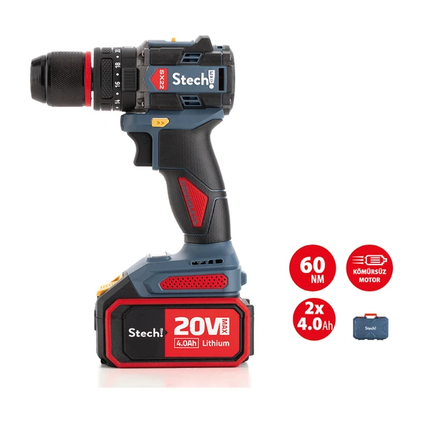 Stechend Akülü Şarjlı Darbesiz Vidalama 60nm Kömürsüz SX12-2x4.0 Ah ürün görseli 1