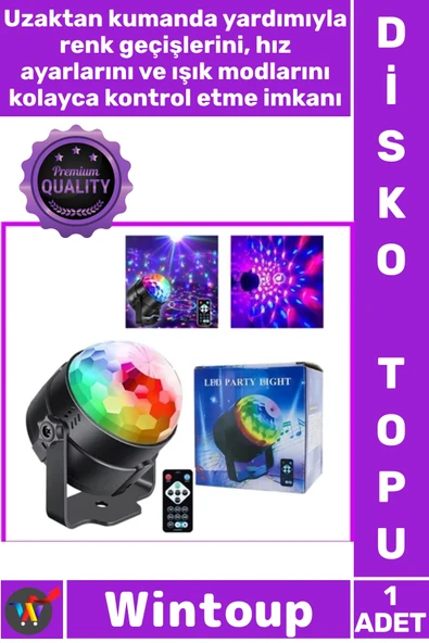 #DiskoTopu RGB Kristal Yarım Küre Parti Sahne Işık Sistemi Renkli Kumandalı Sese Duyarlı Disko Topu ürün görseli 1