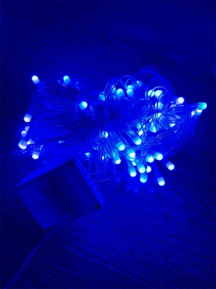 10m 100 Led Damla Uçlu Mavi Işık Şeffaf Kablo Mz-17-6 ürün görseli 1