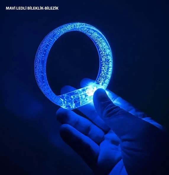 Mavi Led Işıklı Baskı Yapılabilen Pilli Bileklik Bilezik 1,5 Cm Genişlik ürün görseli 1