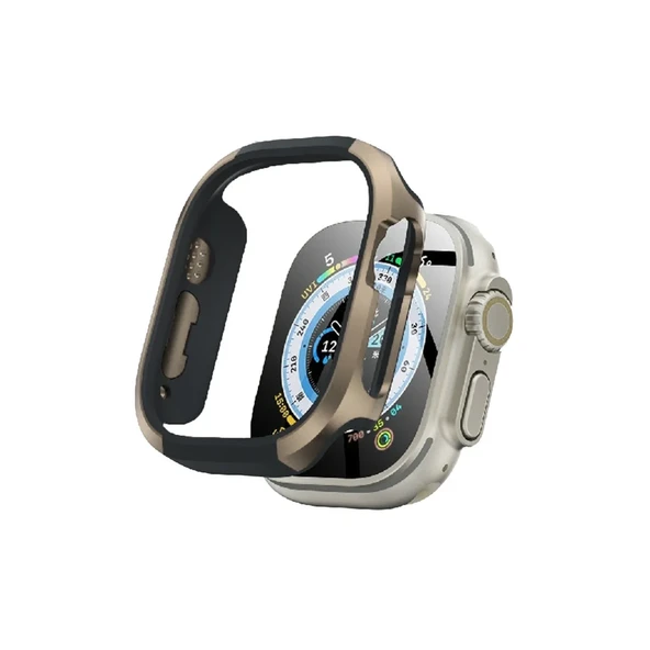 Apple Watch Ultra 49mm Mo-wt3 Alüminyum Camlı Kasa Ekran Koruyucu - Gold ürün görseli 1