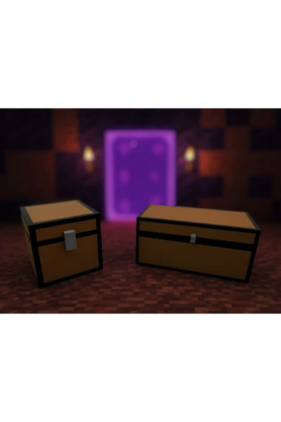 Minecraft 2 Li Sandık Dekoratif Kutu - Masaüstü Saklama ve Düzenleyici Kutu ürün görseli 1
