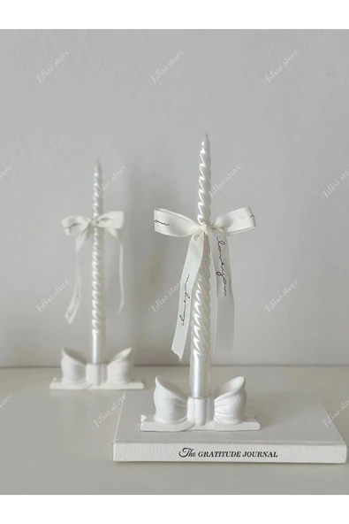 Pinterest 2li Fiyonk Şamdan, Mumluk, Kurdele Şamdan one size ürün görseli 1
