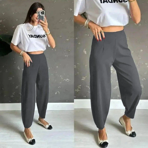 Kadın Yüksek Bel Krep Pantolon - Resim 2