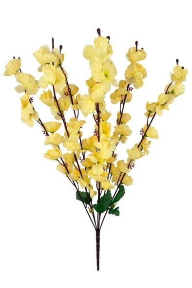 Yapay Çiçek Bahardalı Japon Kiraz Çiçeği 7 Dallı 57cm Açık Sarı ürün görseli 1