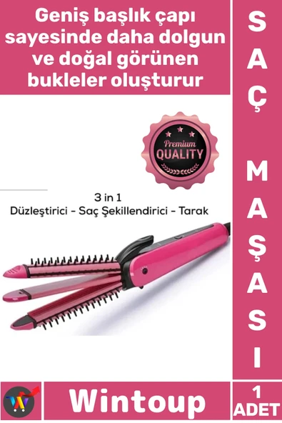#Maşa Profesyonel Seramik Hızlı Isınan Hacim Veren Bukle Yapıcı Kalın Başlıklı Şık Rulo Taraklı Maşa ürün görseli 1