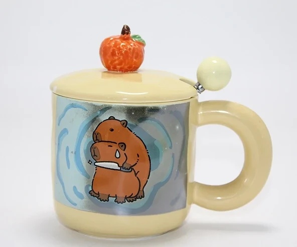 3d Capybara Desenli Porselen Kupa Bardak Alk4501 ürün görseli 1