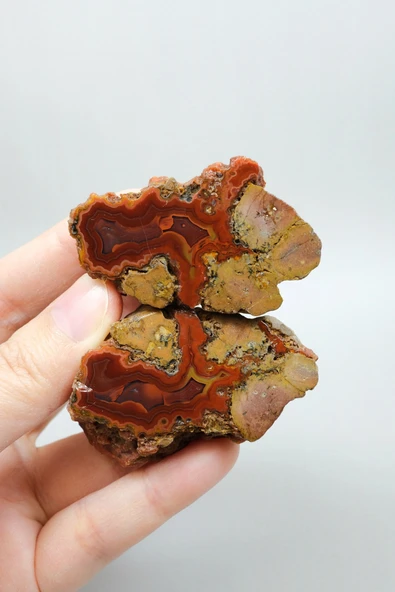 Canlı Terracotta Kırmızı Bantlı Almus Agat Parlatılmış Çifti ürün görseli 1