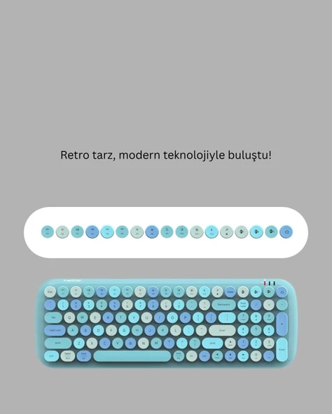 Kablosuz Klavye Mouse Seti Mavi - Resim 2