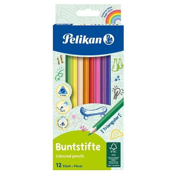 Pelikan Üçgen Kuru Boya Kalemi 12 Li 700115 ürün görseli 1