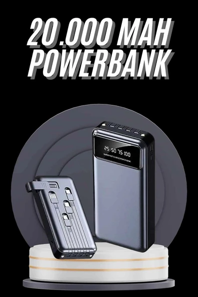 Hızlı Şarj Özellikli 20.000 Mah Dijital Göstergeli Usb Girişli Android Ve İos Uyumlu Powerbank ürün görseli 1