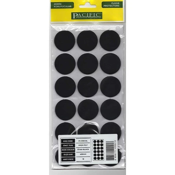 Pacific 6135 BL Yapışkanlı Keçe 35 mm Siyah ürün görseli 1