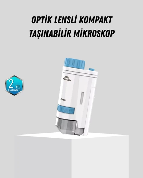 Taşınabilir Mini Mikroskop Led Işıklı 80x–200x Büyütmeli Ve Odak Ayarlı ürün görseli 1