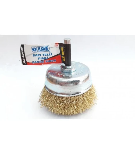 Hawk HA10147 Pimli Sarı Tel Çanak Fırça 65 mm ürün görseli 1
