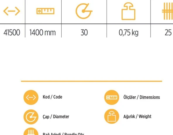 YKS 41500 Tırmık Sapı 140 cm - Resim 2