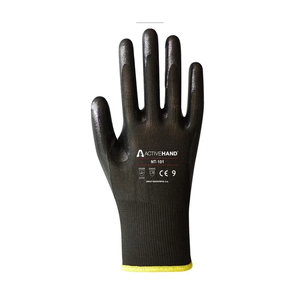Active NT 101 PU Siyah Nitril Eldiven 10 Numara ürün görseli 1
