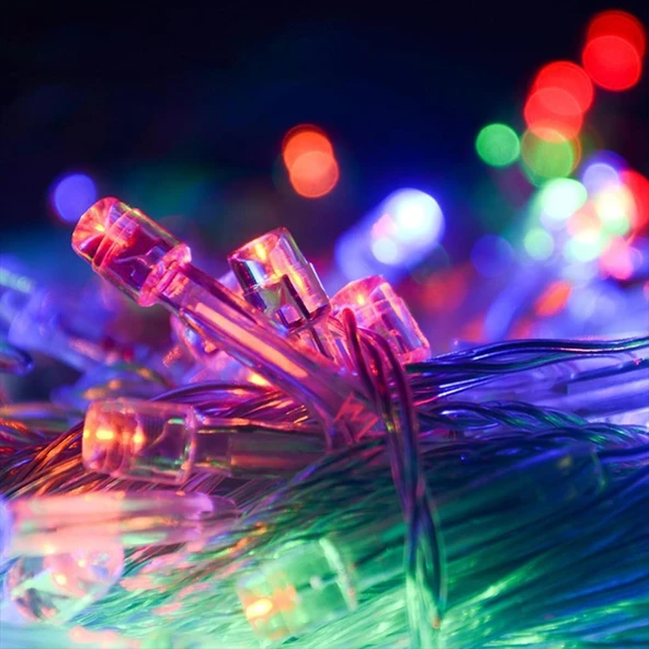 10 Metre 100 Ledli 8 Fonksiyonlu Karışık Renkli RGB Led Lamba ürün görseli 1