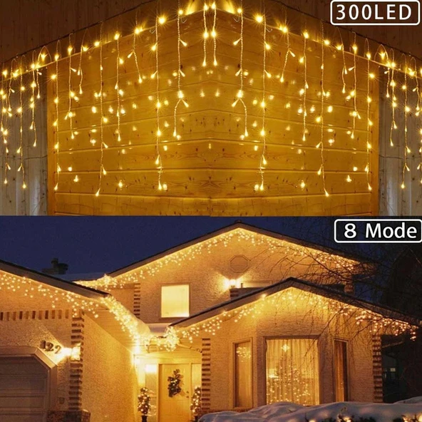 8 Fonksiyonlu 16 Saçaklı Perde Led 3 x 1 ürün görseli 1