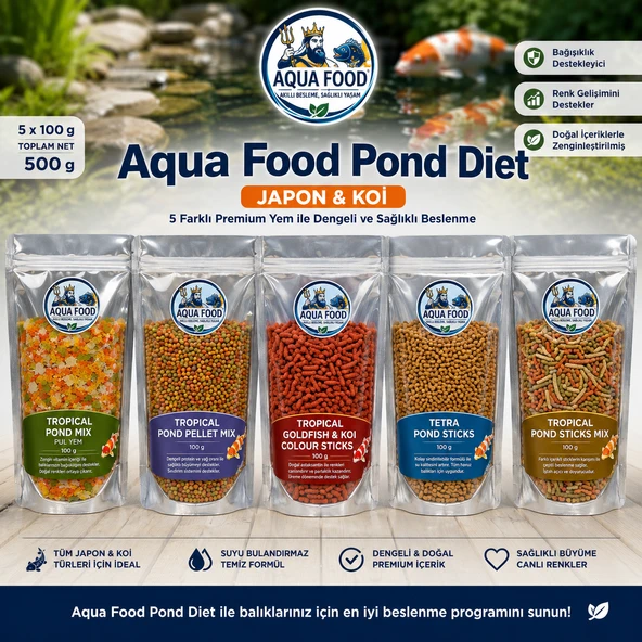 Aqua Food Pond Diet Japon Balığı & Koi Yem Paketi 5 x 100 g (500 g) ürün görseli 1