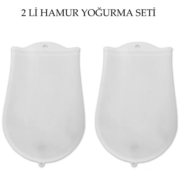 Hamur Torbası 2 li Set Orta ve Büyük Hamur Silikon Şeffaf Yoğurma Torbası Ekmek Makarna Mantı Yoğur ürün görseli 1