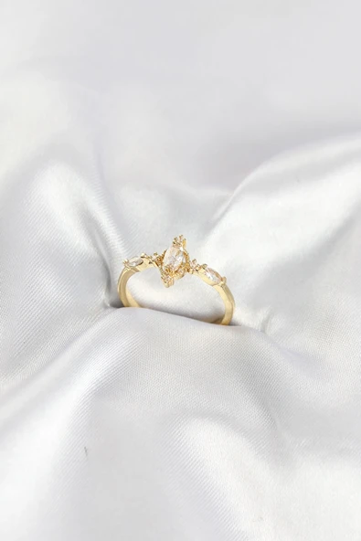 Gold Renk Vintage Model Zirkon Taşlı Yüzük ürün görseli 1