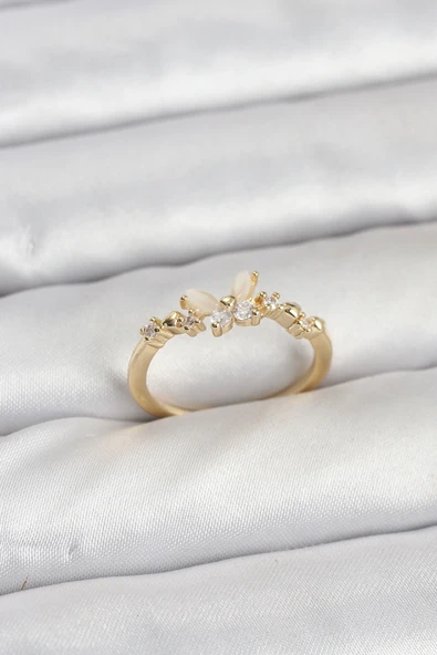 Kelebek Model Gold Renk Pirinç Kadın Yüzük ürün görseli 1