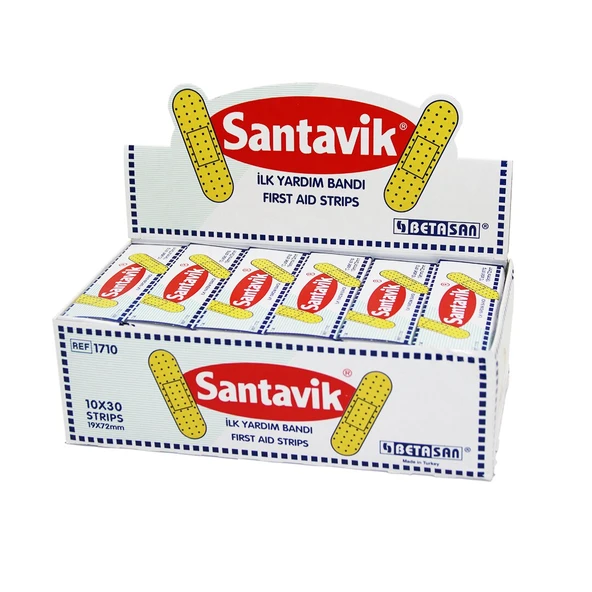 SANTAVİK 10 x 30 YARA BANTI = 1 KUTU İÇİNDE 300 ADET YARA BANDI VARDIR ürün görseli 1