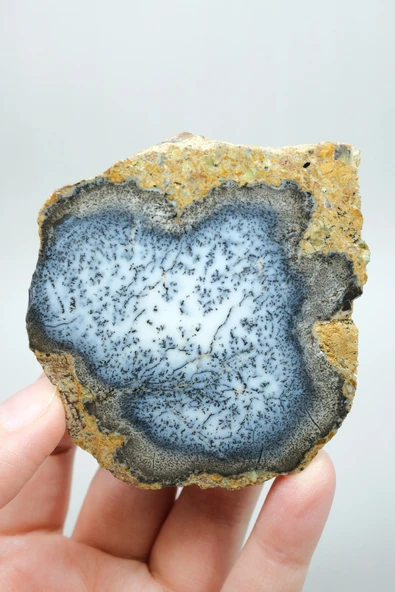 Merlinite (Dendritik Opal) - Mavi ve Beyaz Dendritik Opal Çift - Resim 2