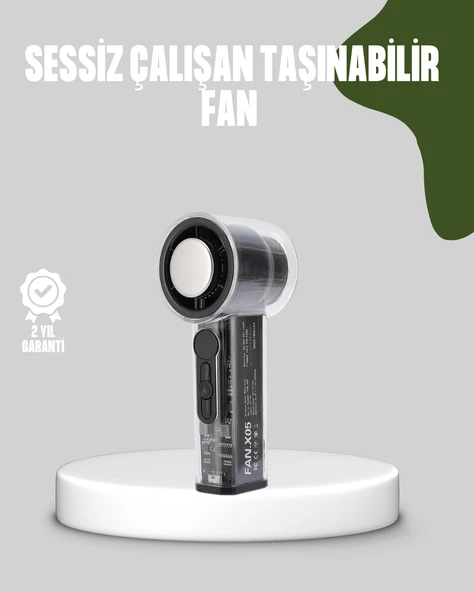 Dijital Ekranlı Şarjlı Mini Fan 100 Kademeli Hız Ayarı ürün görseli 1