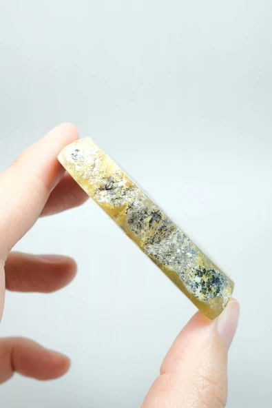 Renkli Mükemmel İşlenmiş Opal Dilimi - Merlinit, Sarı, Mavi - Resim 8