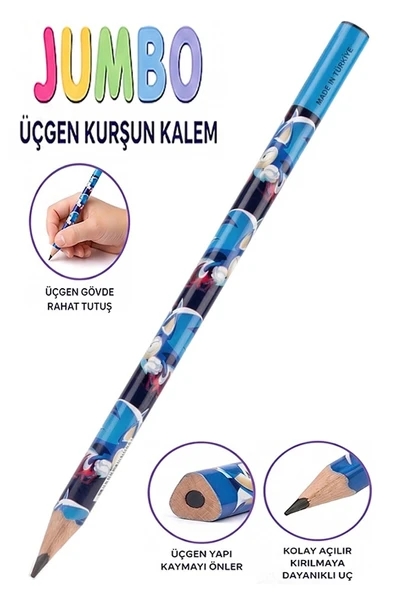 Sonic Jumbo Kurşun Kalem 1 Adet Fatih Üçgen Başlangıç Kalemi Siyah İlk Kalemim Jumbo Kalın Kalem Kolay Tutuş ürün görseli 1